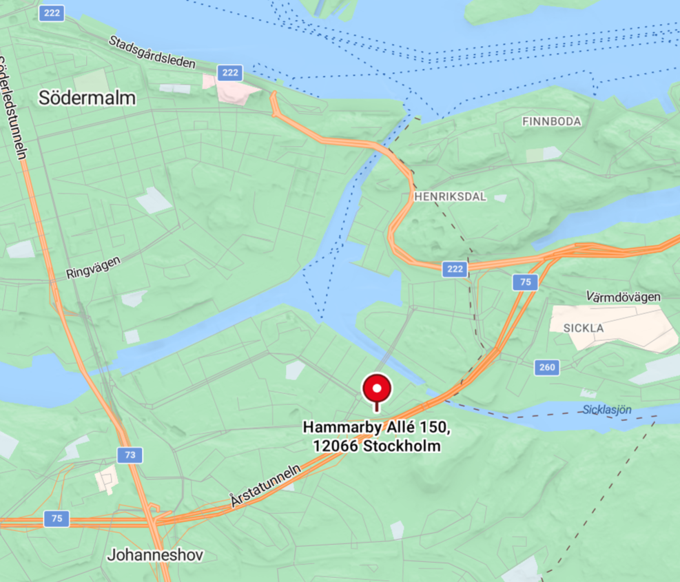 Karta som visar Hammarby allé 150